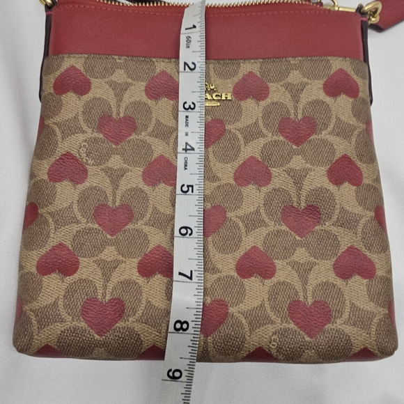 Coach Heart Print Crossbody Brown Red Signature - Picture 4 of 9